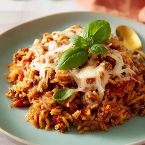 ground turkey orzo in tomato sauce