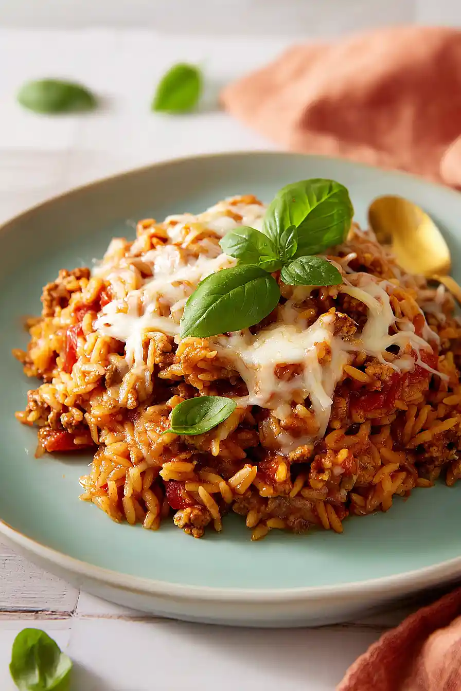 ground turkey orzo in tomato sauce