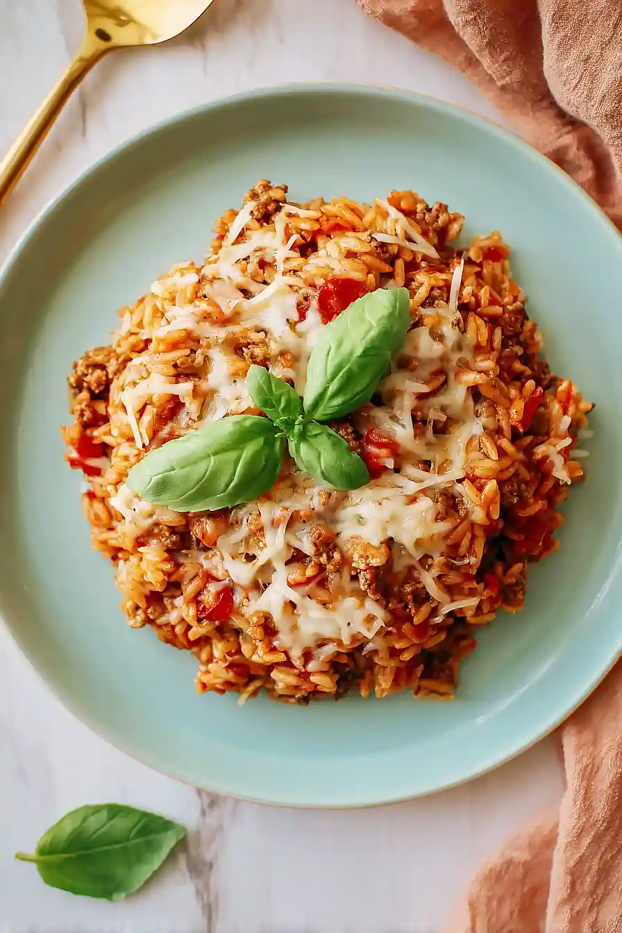ground turkey orzo in tomato sauce