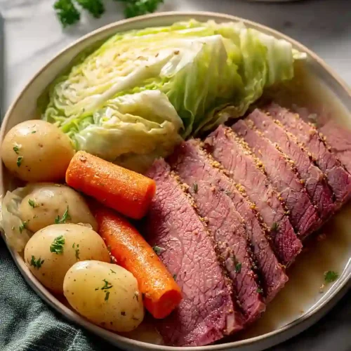 corned beef and cabbage in an electric roaster