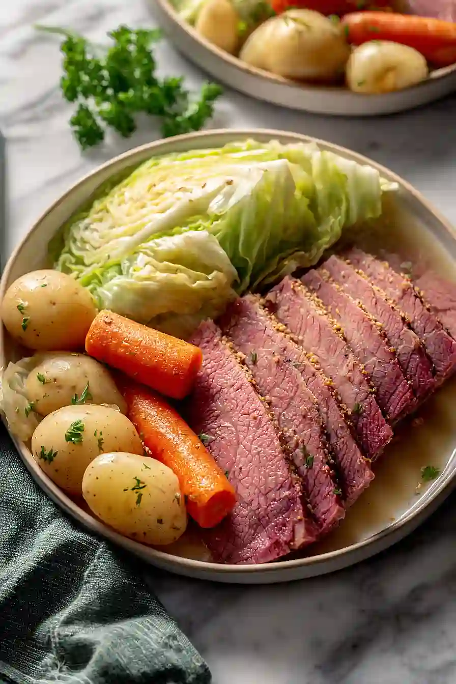 corned beef and cabbage in an electric roaster