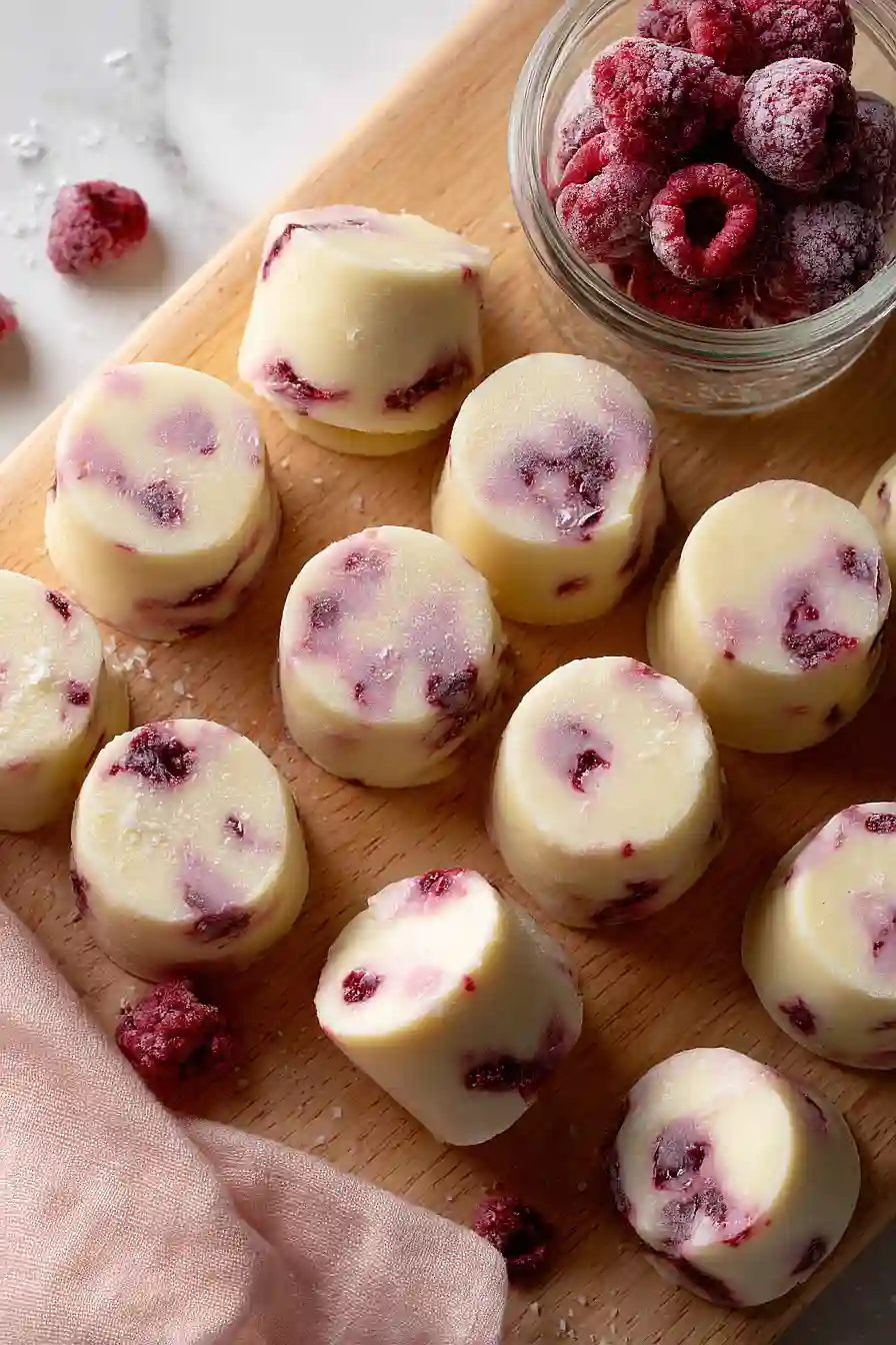 lemon-raspberry frozen yogurt bites