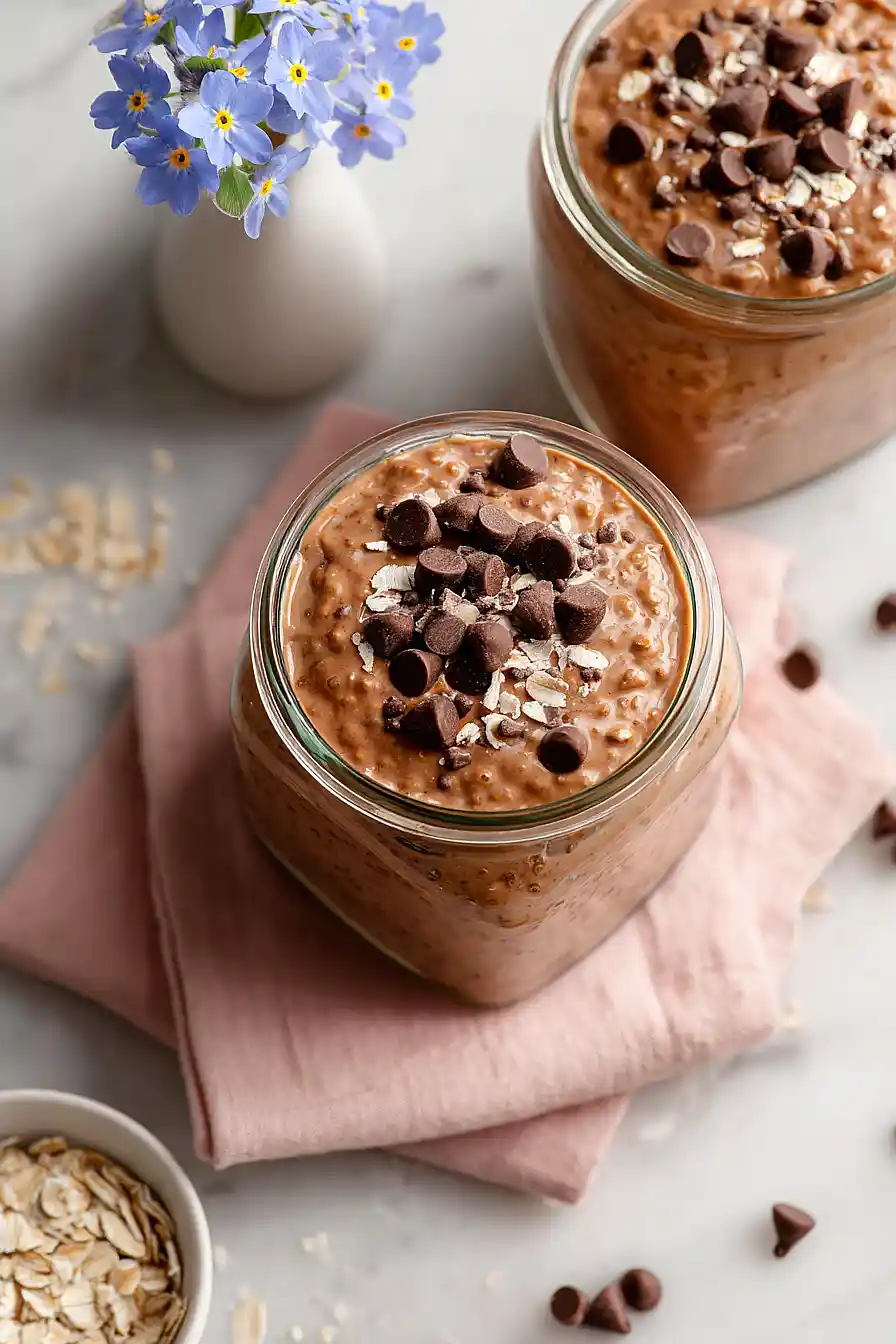 Chocolate Peanut Butter Overnight Oats with Protein Powder