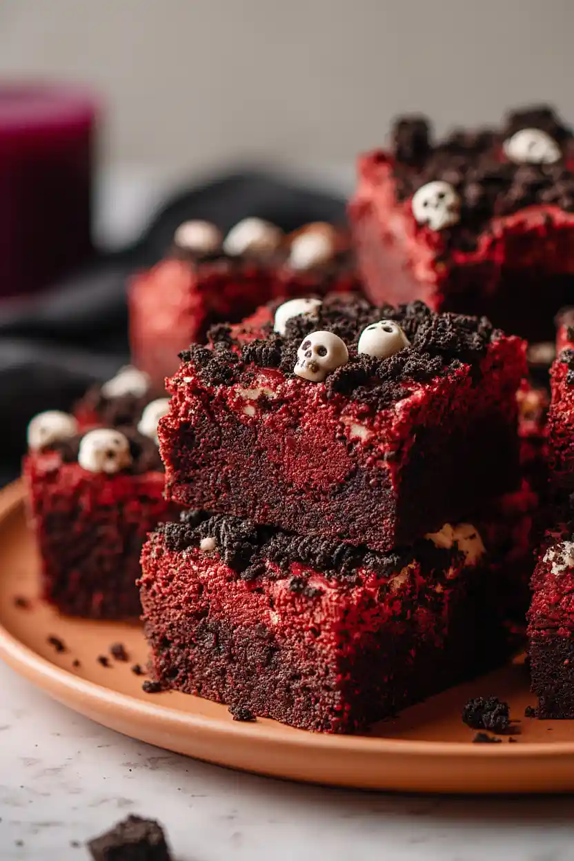 halloween red velvet brownies