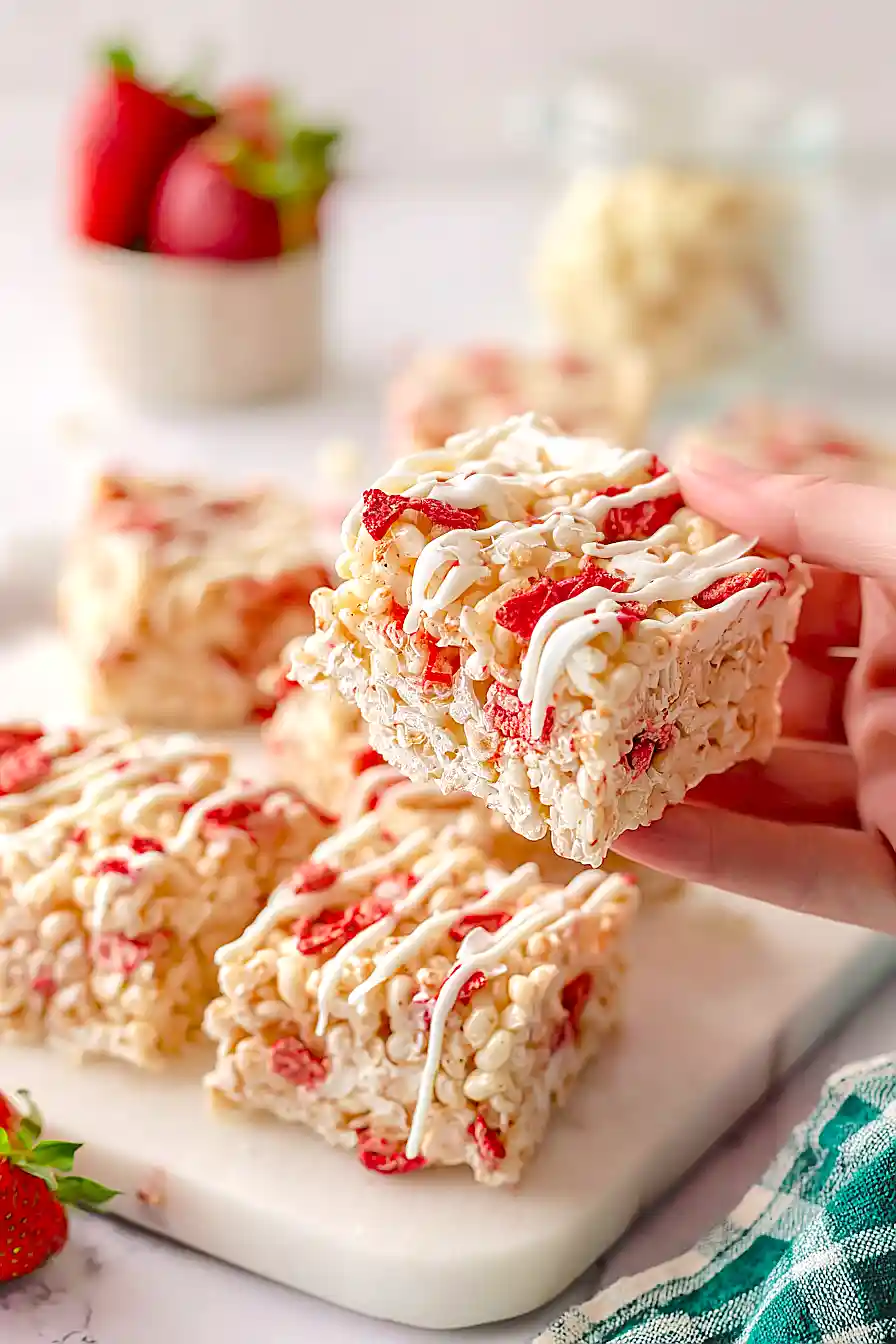 strawberry shortcake rice krispie treats