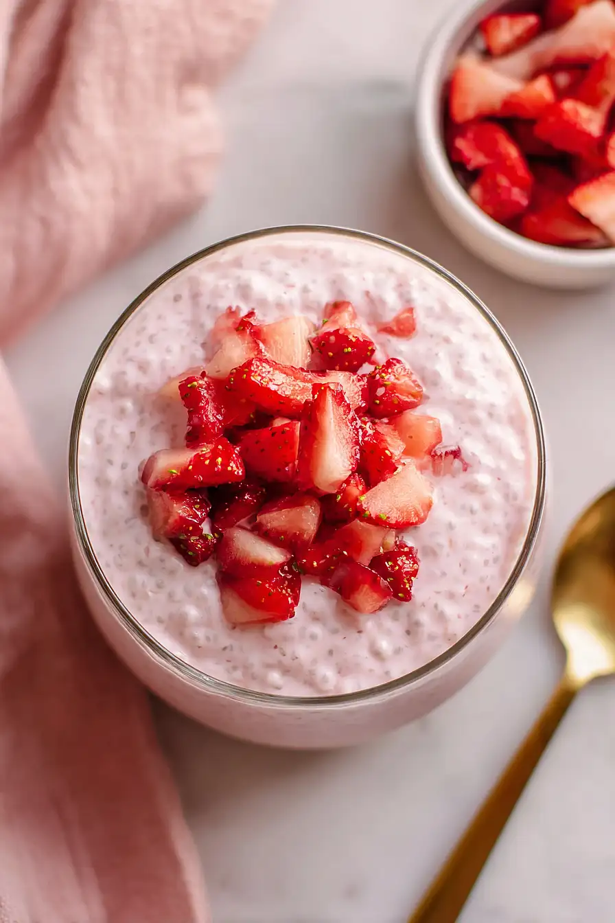 strawberry cheesecake chia seed pudding