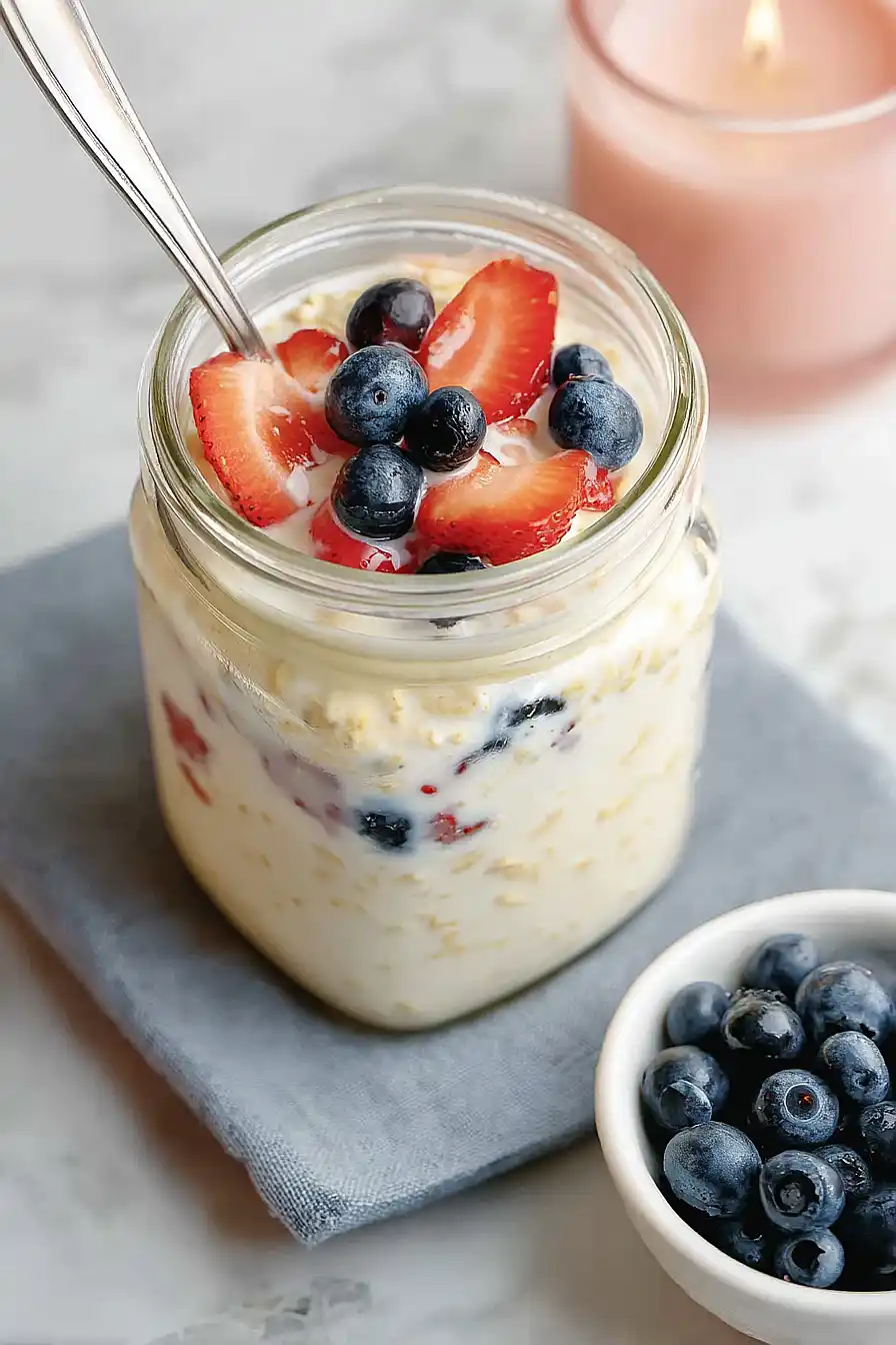 Berry Vanilla Overnight Oats with Greek Yogurt