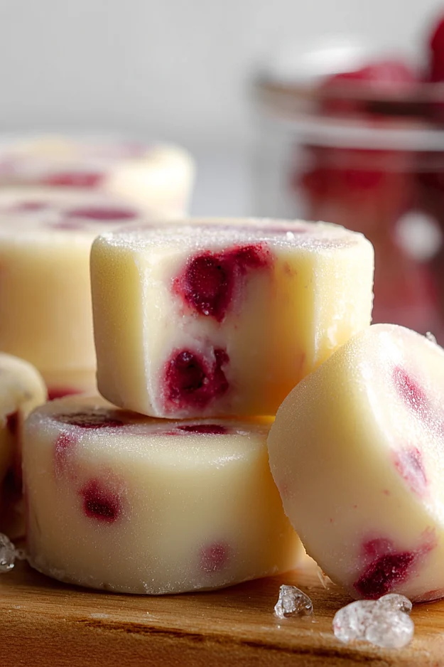 lemon-raspberry frozen yogurt bites
