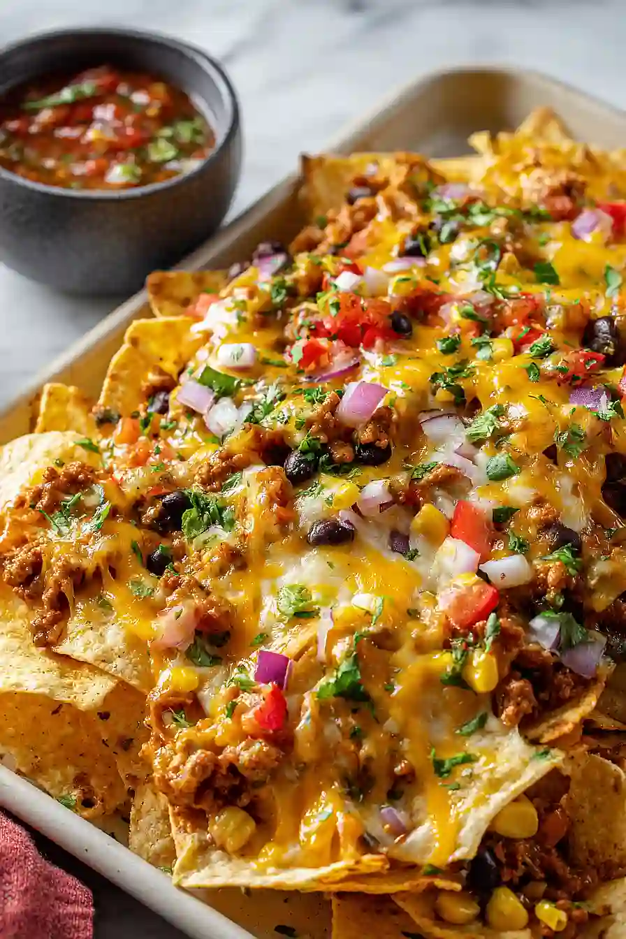 sheet pan nachos with ground turkey