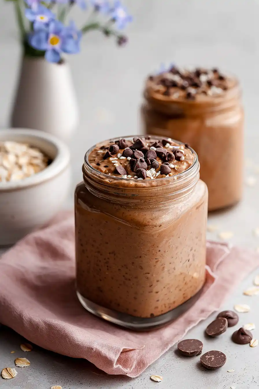 Chocolate Peanut Butter Overnight Oats with Protein Powder