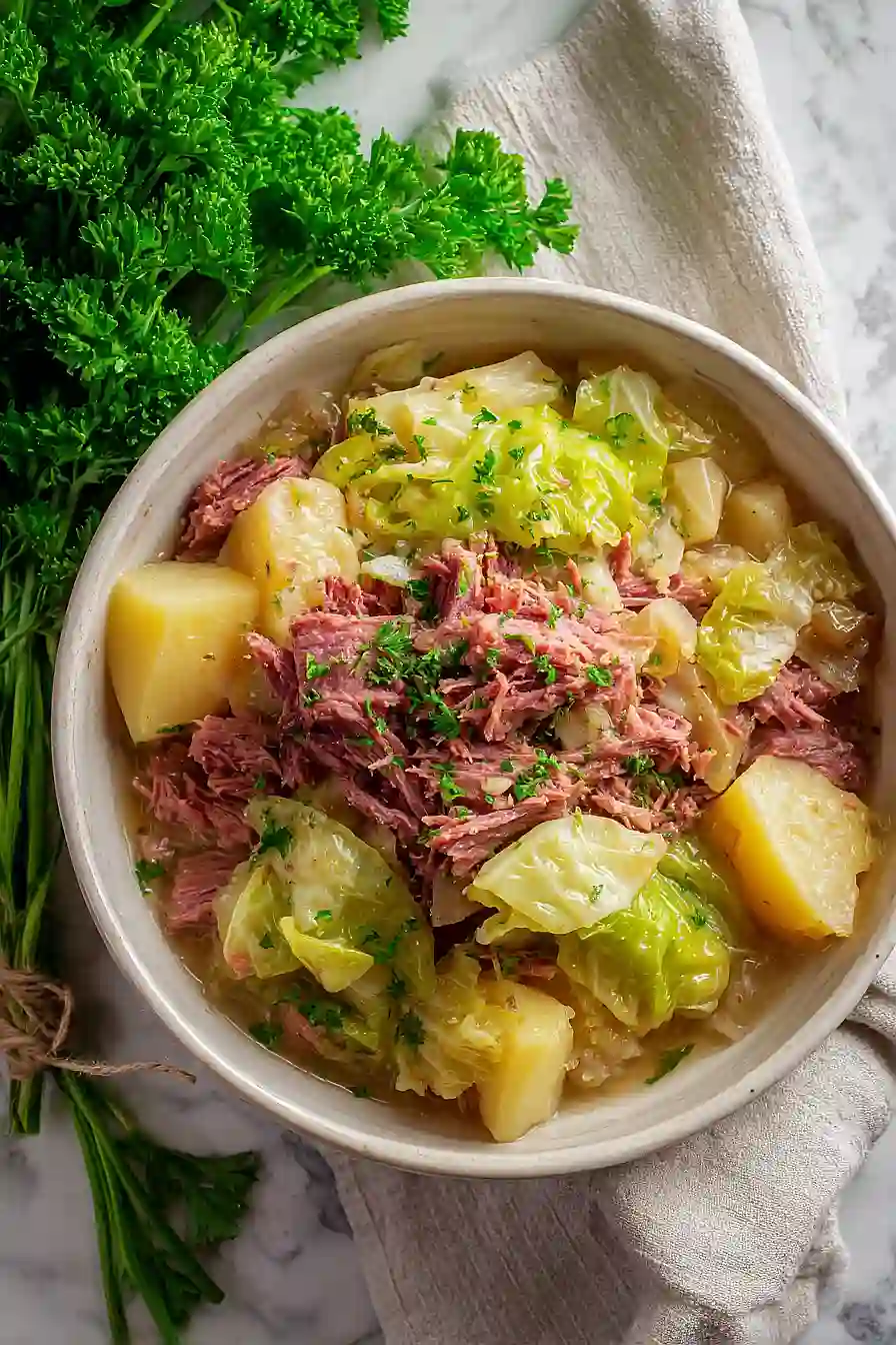 corned beef with cabbage and potato