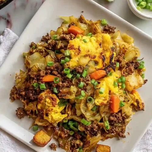 High Protein Ground Beef Cabbage Stir-Fry