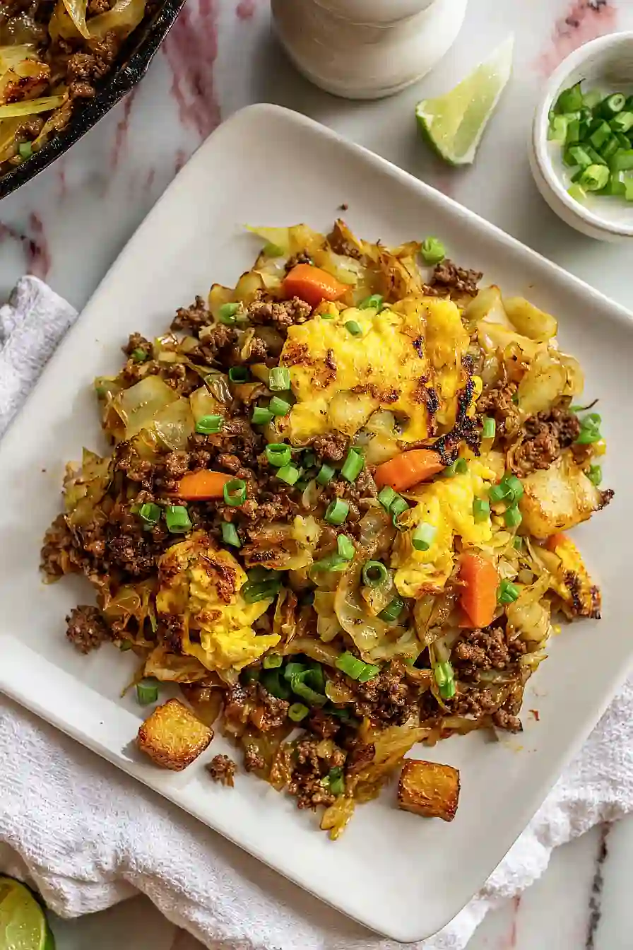 High Protein Ground Beef Cabbage Stir-Fry