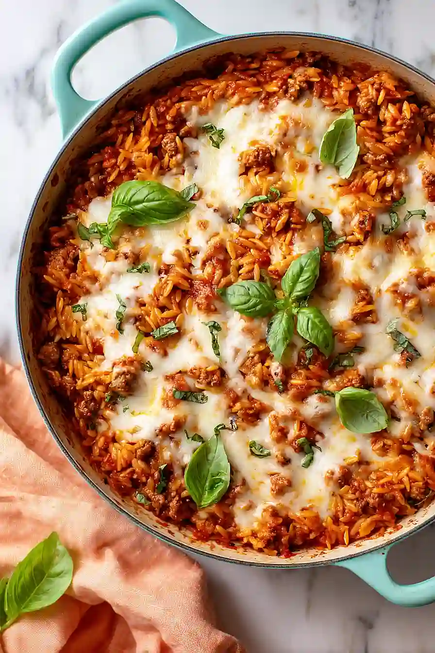 ground turkey orzo in tomato sauce