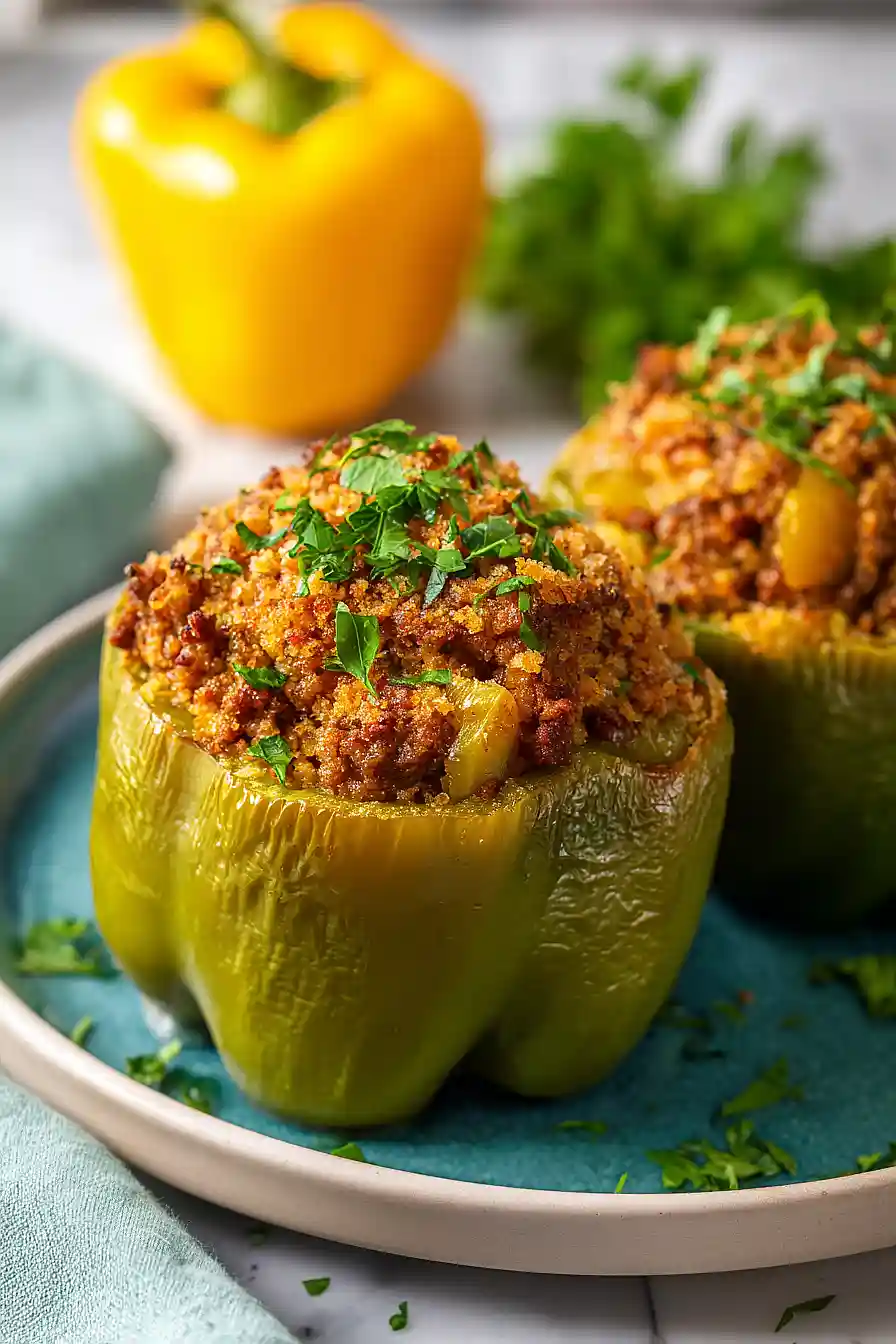 stuffed bell peppers with bread crumbs
