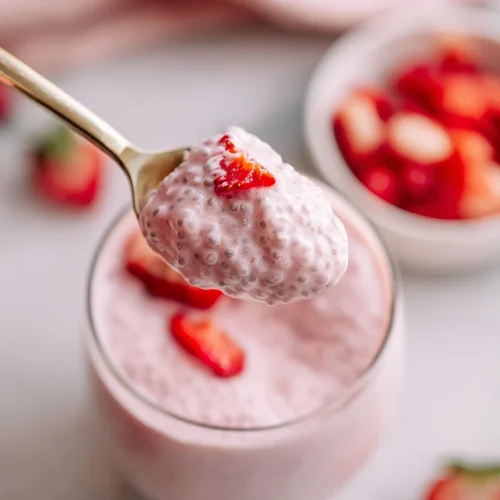 strawberry cheesecake chia seed pudding