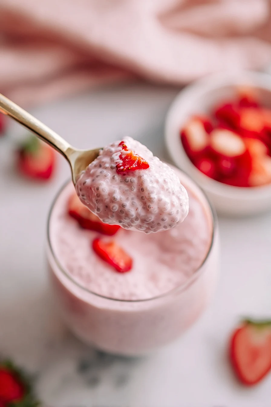 strawberry cheesecake chia seed pudding