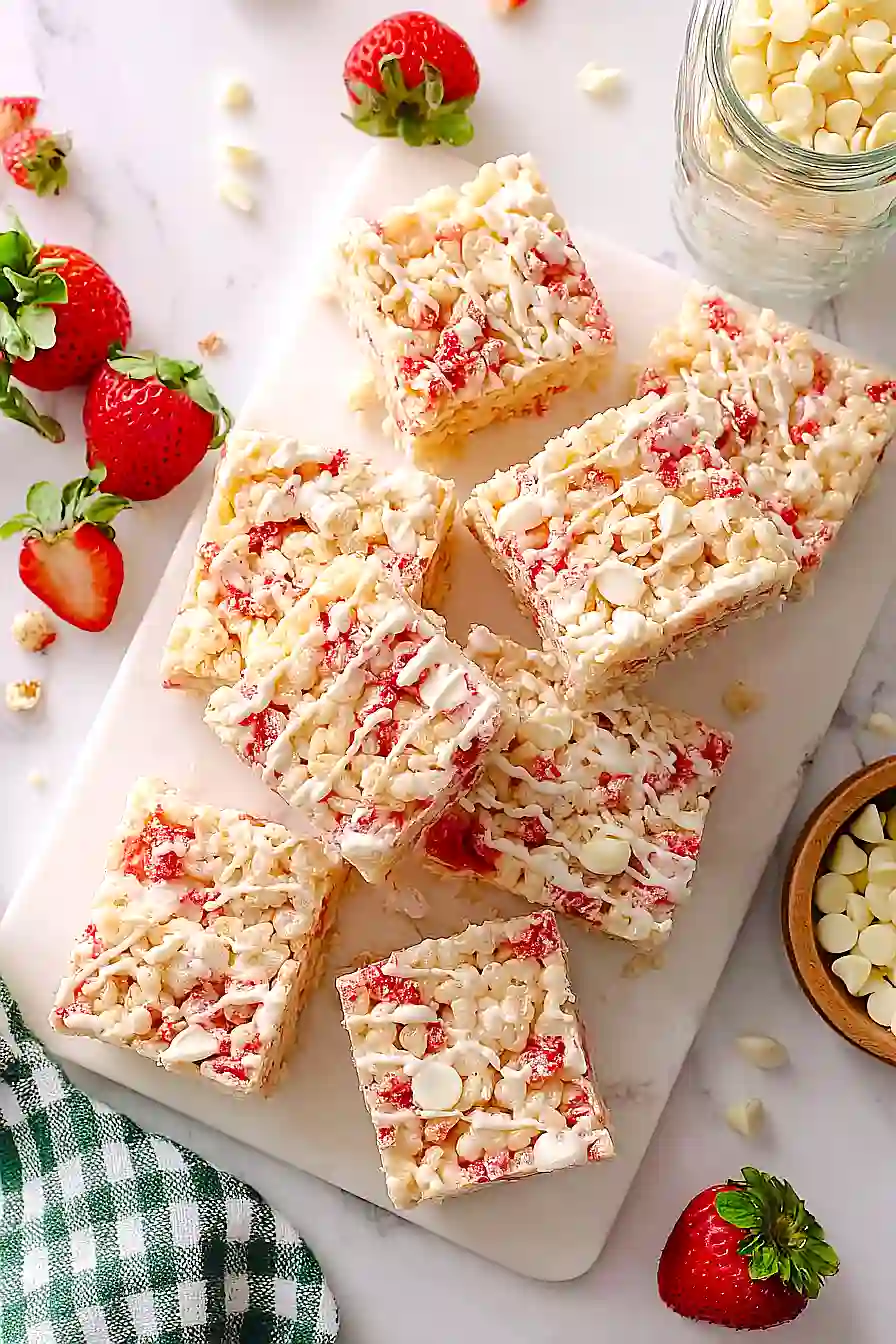 strawberry shortcake rice krispie treats