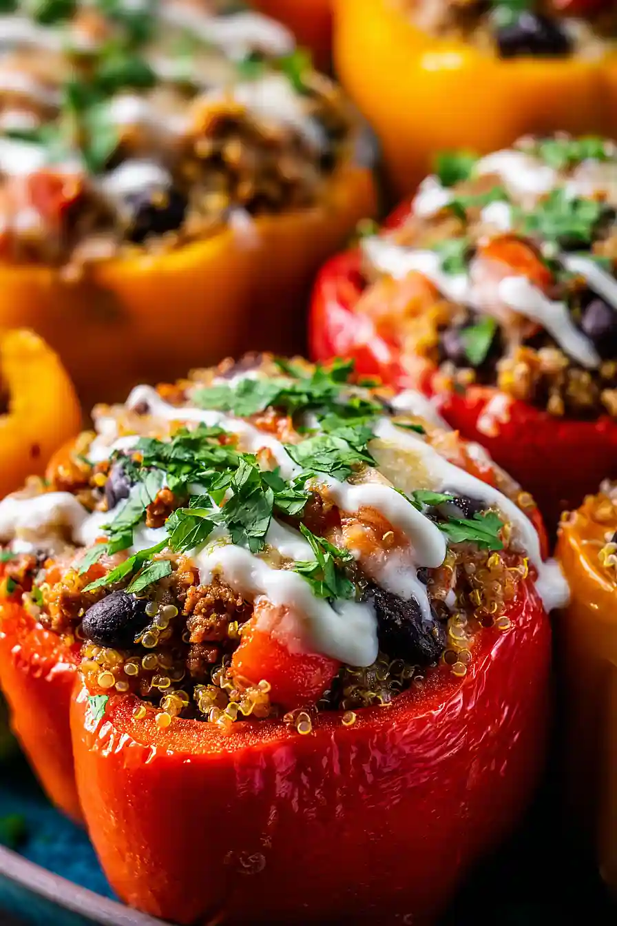 crockpot ground turkey stuffed peppers