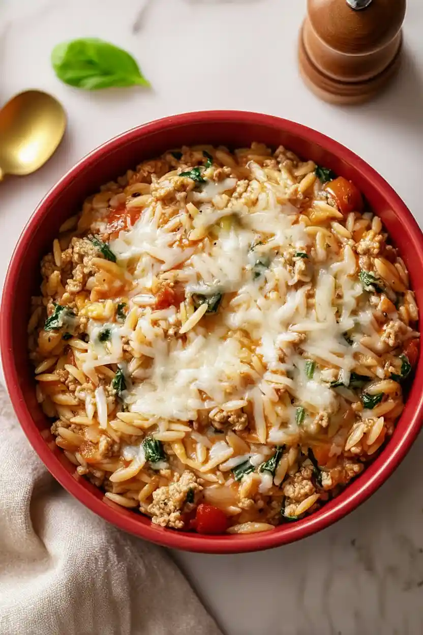 ground turkey orzo skillet