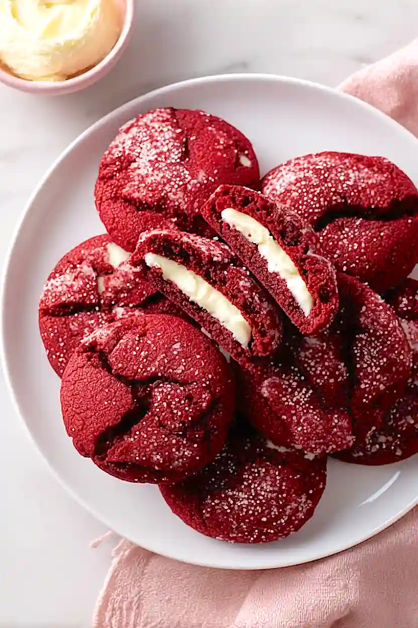 cream cheese stuffed red velvet cookies
