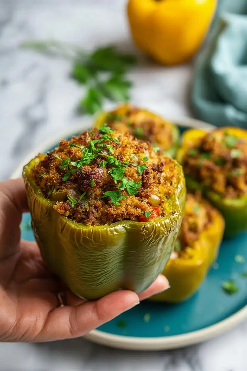 stuffed bell peppers with bread crumbs
