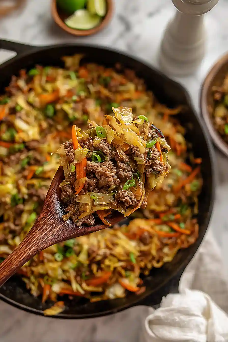High Protein Ground Beef Cabbage Stir-Fry