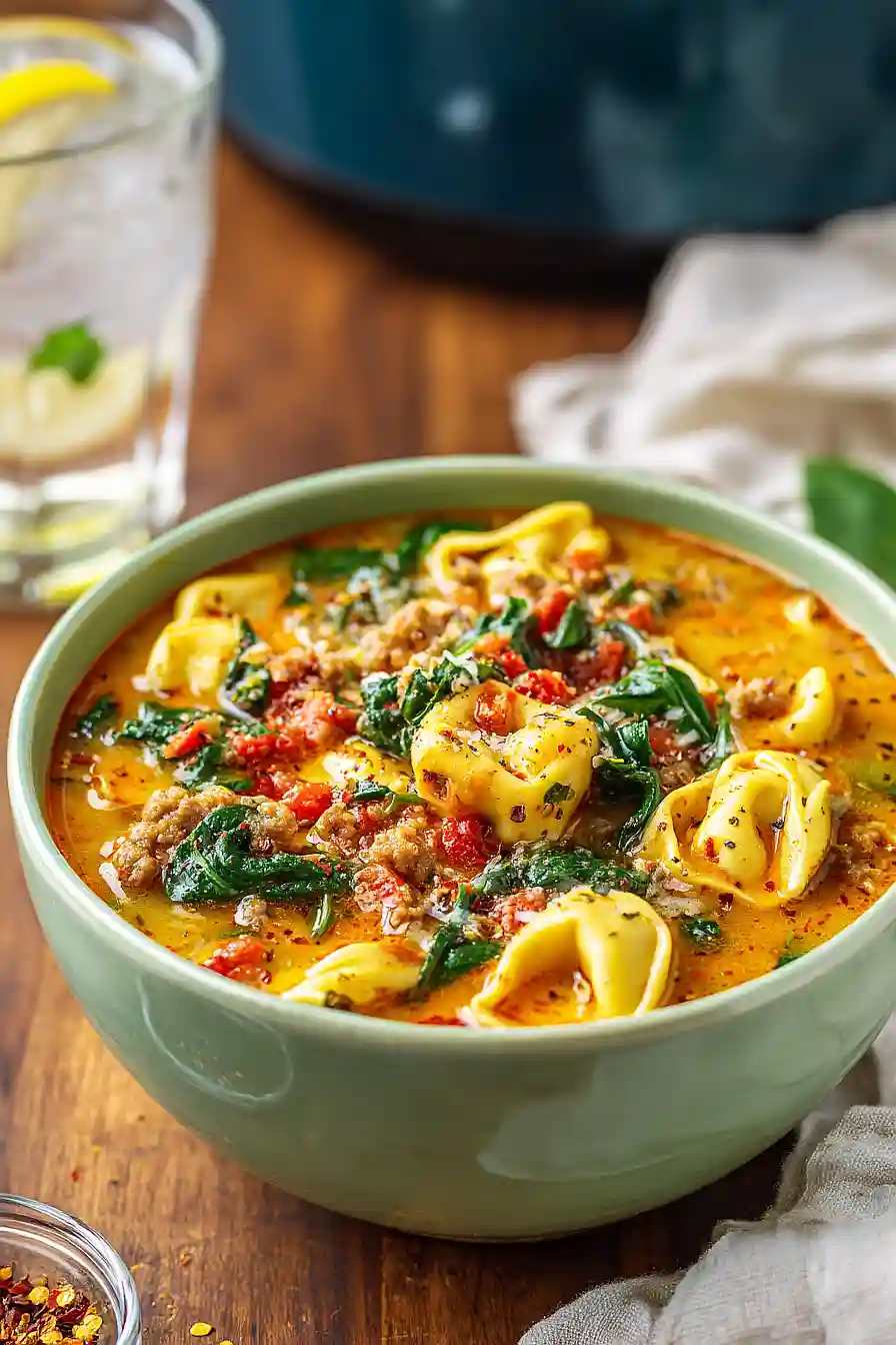 crockpot turkey tortellini soup