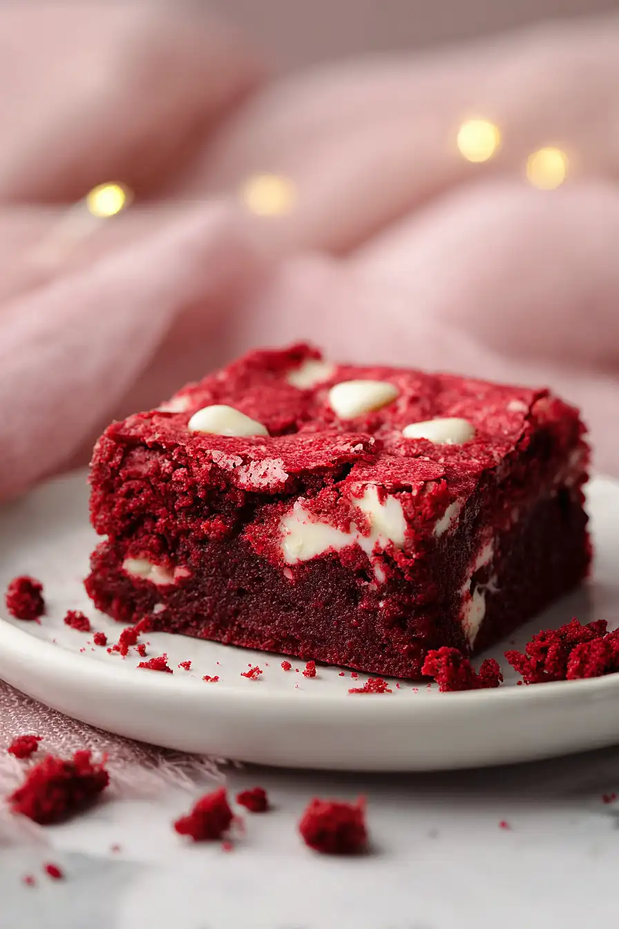 red velvet brownies with white chocolate chips