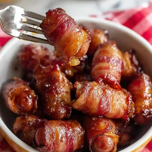 bacon wrapped smokies with maple syrup