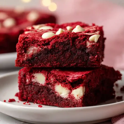 red velvet brownies with white chocolate chips