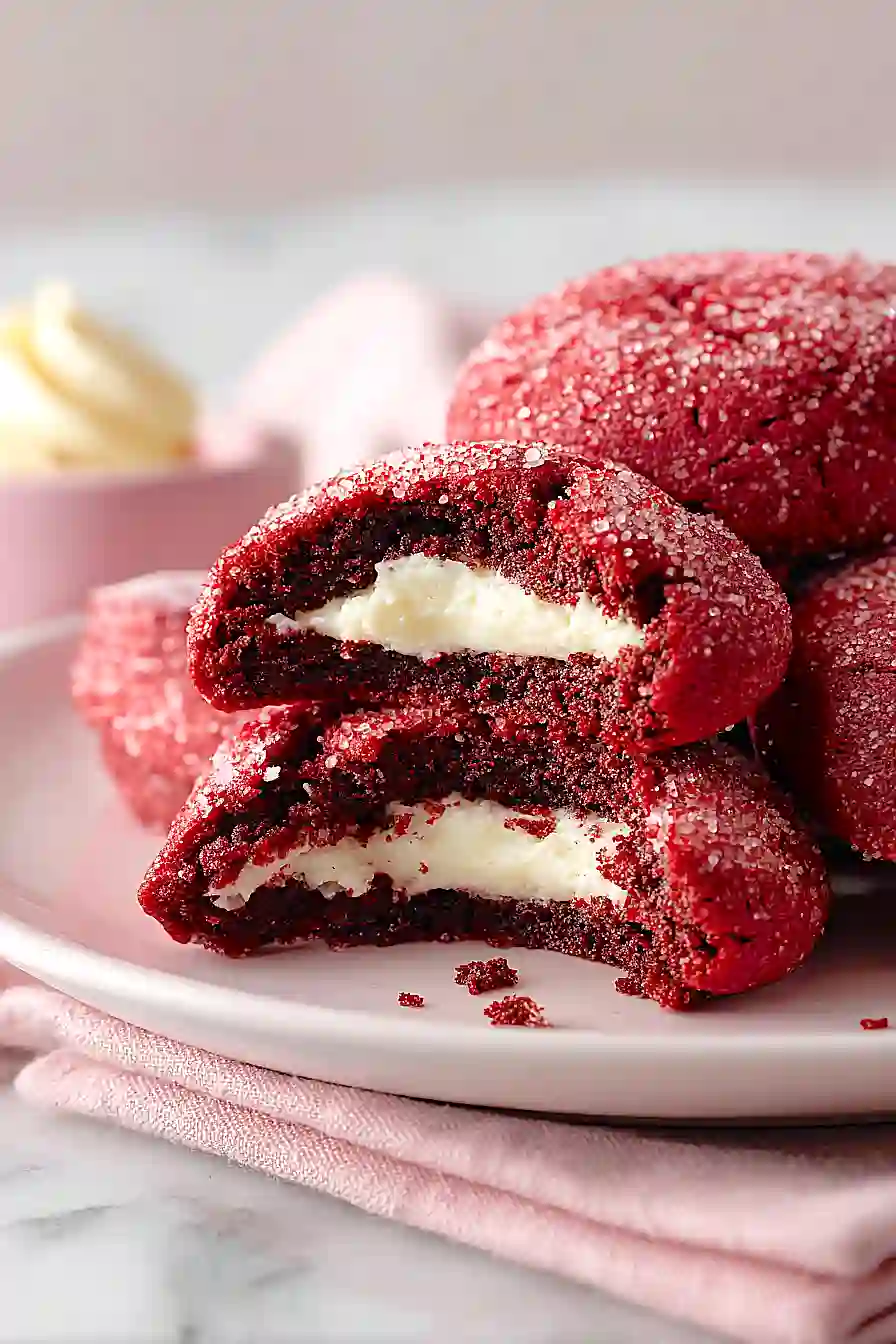 cream cheese stuffed red velvet cookies