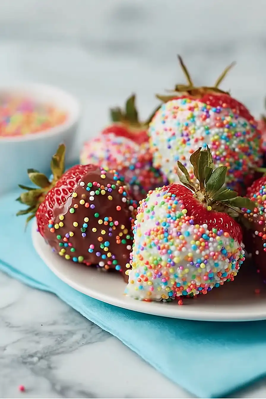 chocolate covered strawberries with sprinkles