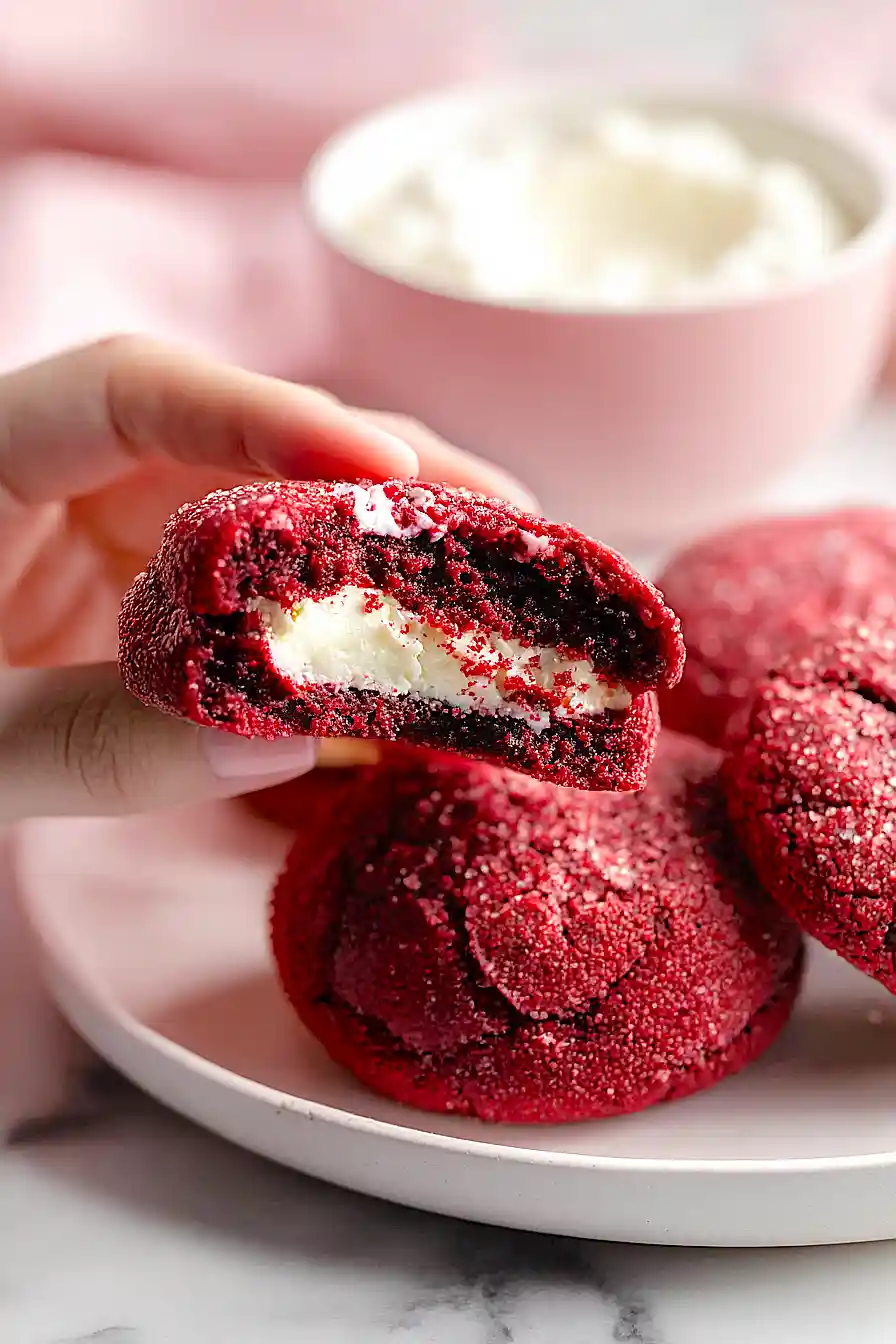 cream cheese stuffed red velvet cookies