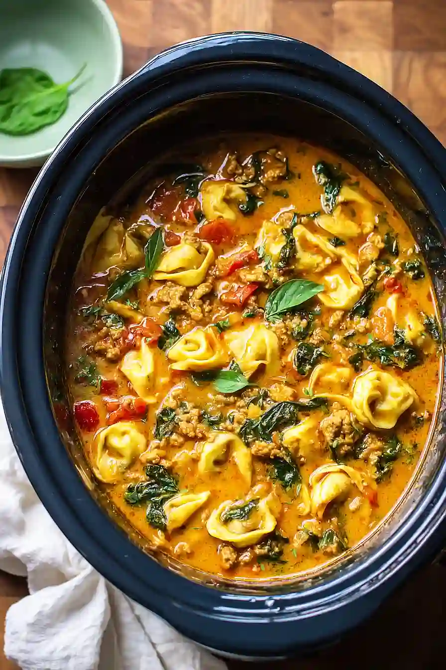 crockpot turkey tortellini soup