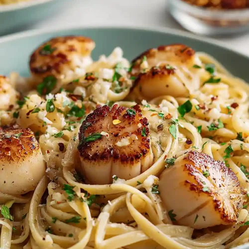 linguine with white clam sauce and scallops