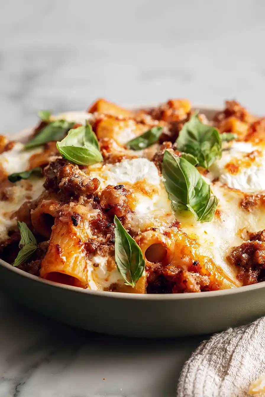 baked mostaccioli with italian sausage