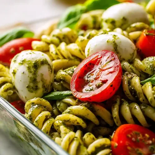 high protein caprese pasta salad