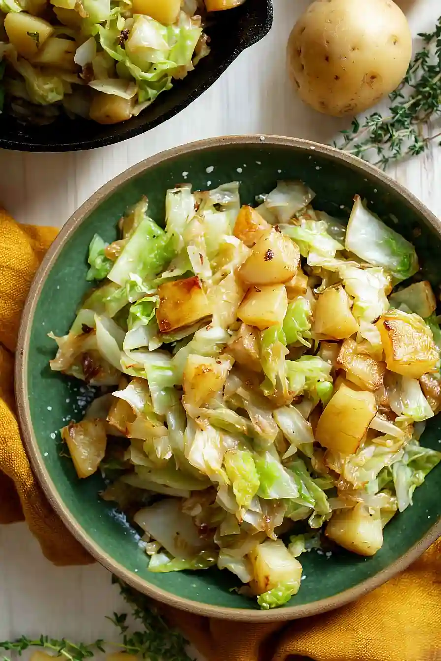 fried cabbage and potatoes