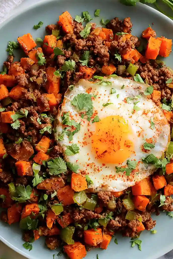 ground beef and sweet potato hash