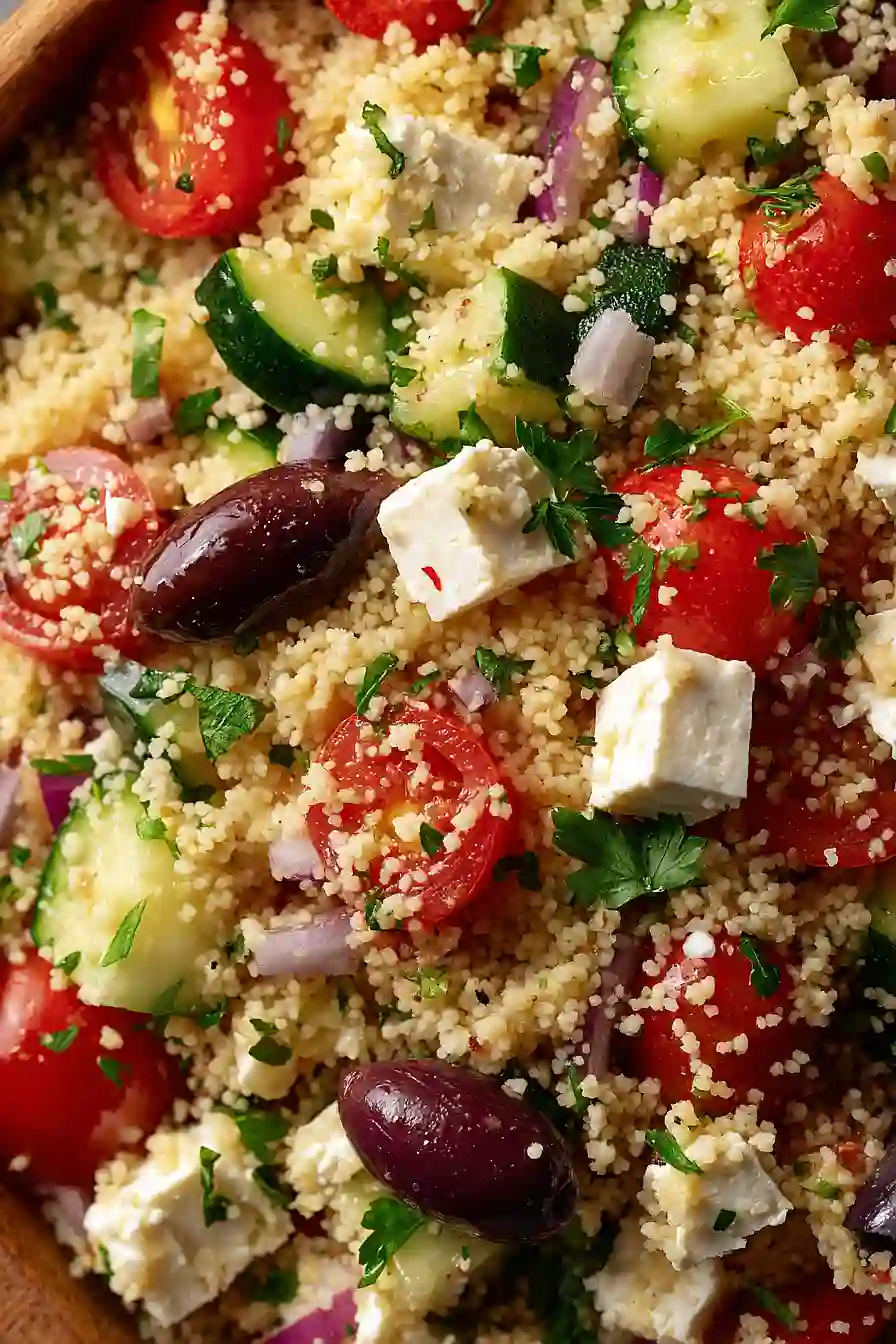 mediterranean couscous salad with feta
