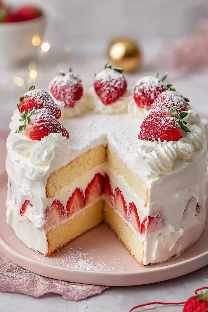 christmas strawberry cake