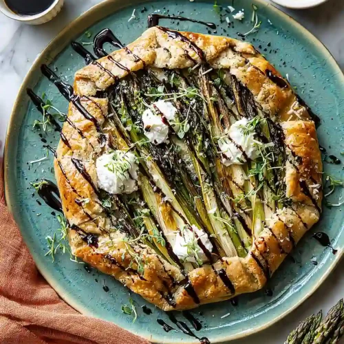 asparagus galette with leeks