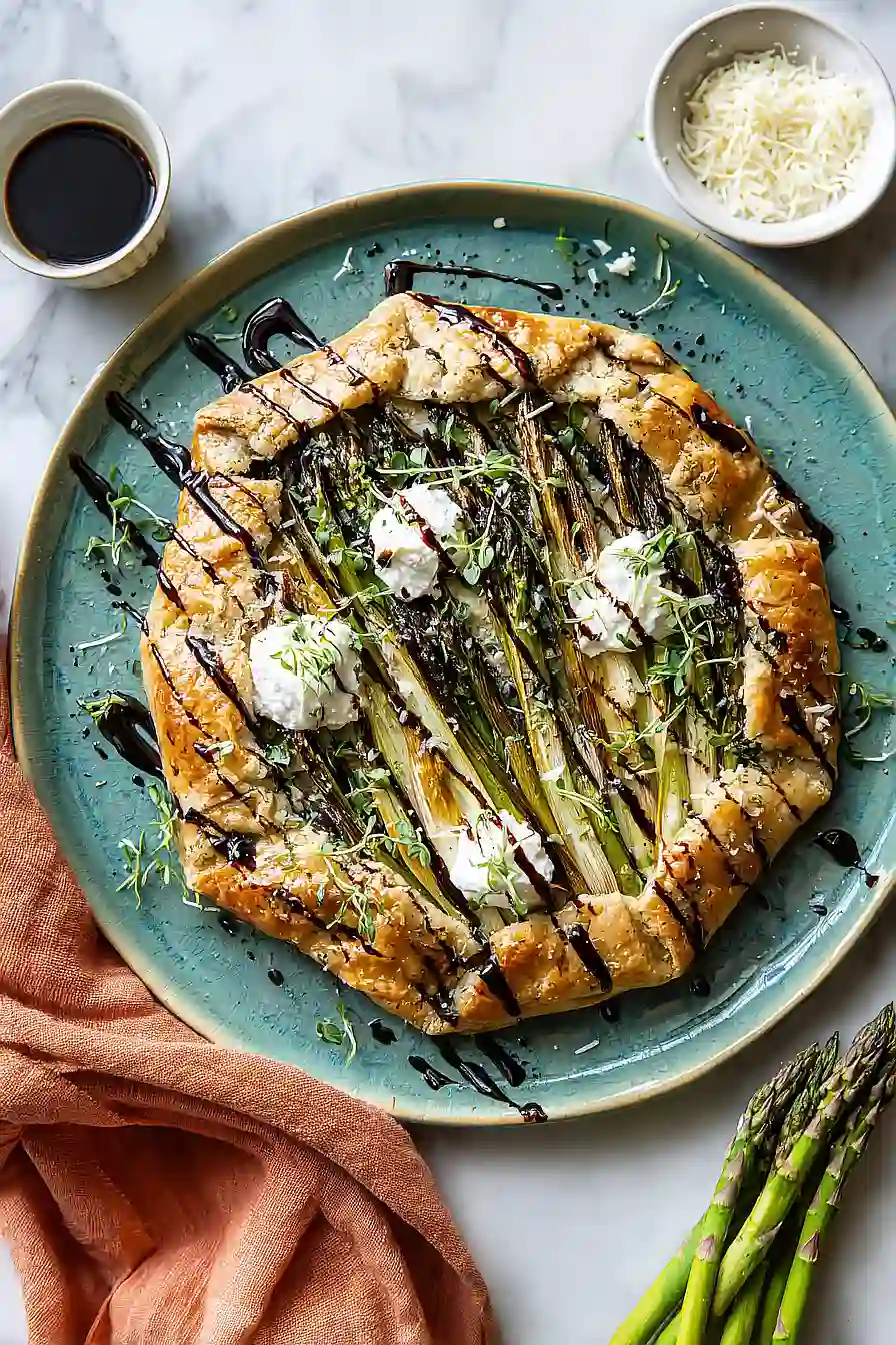 asparagus galette with leeks