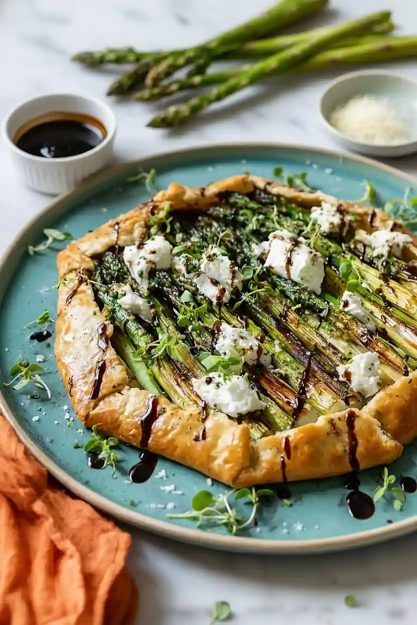 asparagus galette with leeks