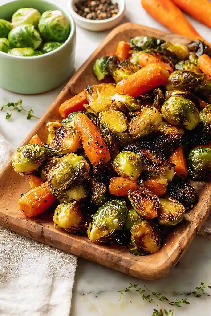 roasted brussels sprouts and carrots