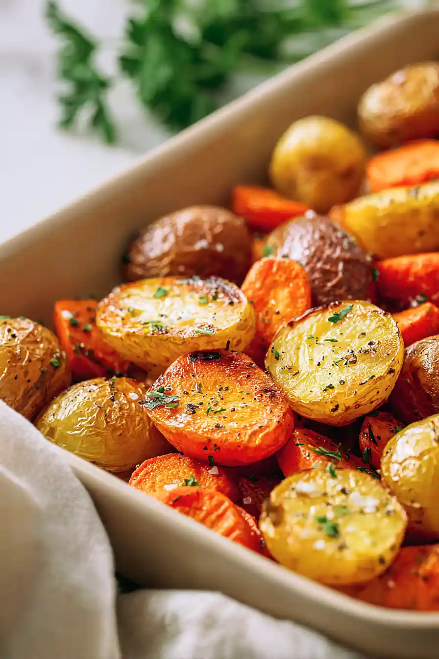 roasted potatoes and carrots