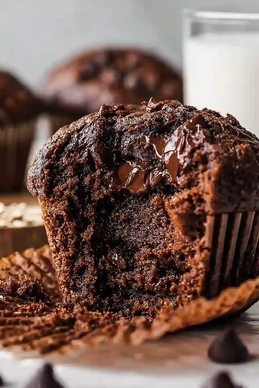 double chocolate cottage cheese muffins