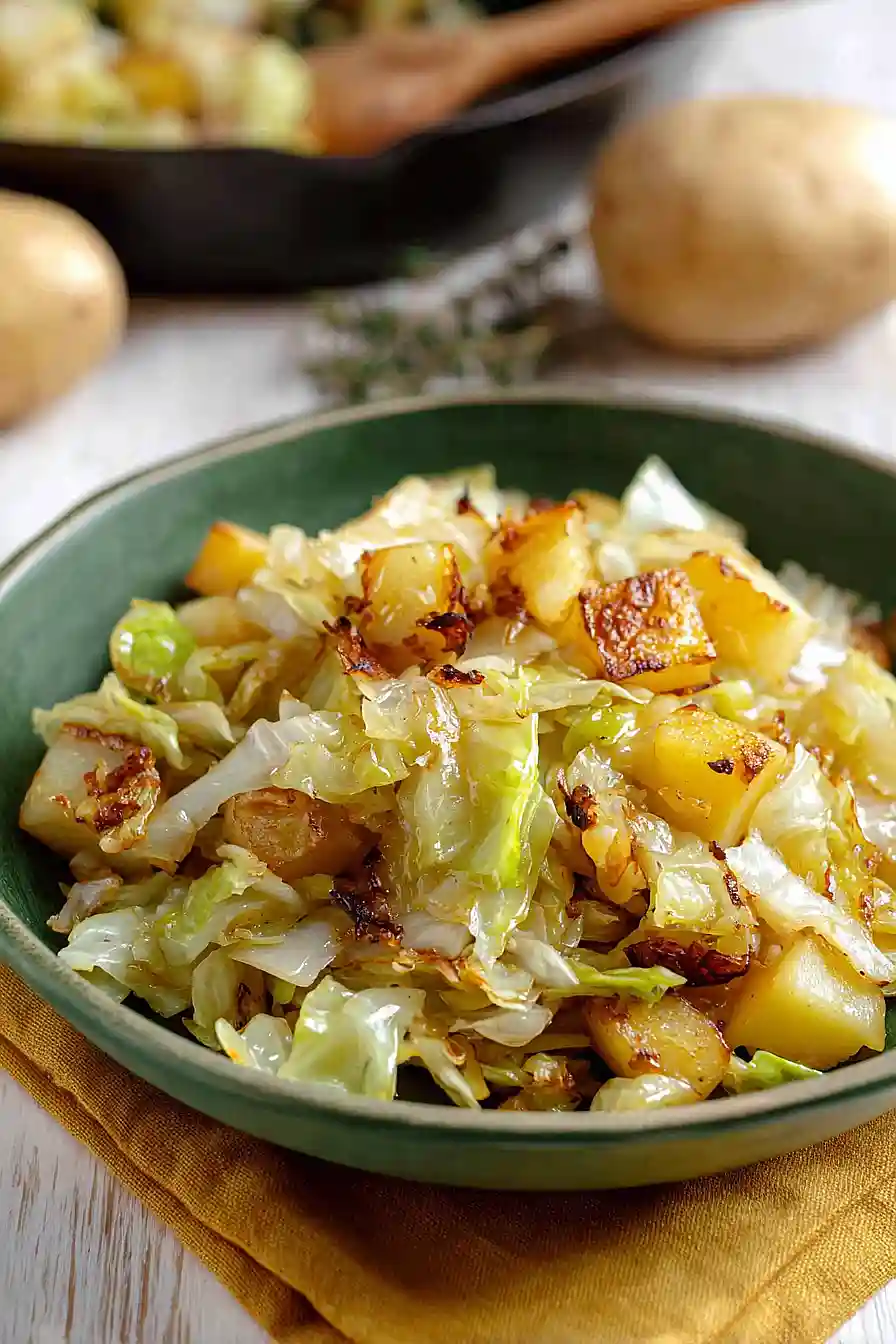 fried cabbage and potatoes