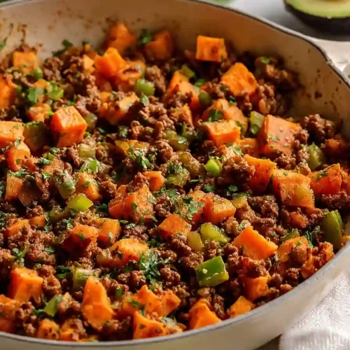 ground beef and sweet potato hash